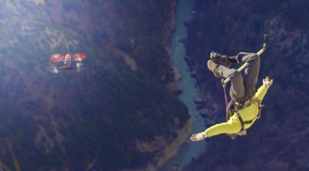 Flying Frenchies use drone to capture daredevil stunt