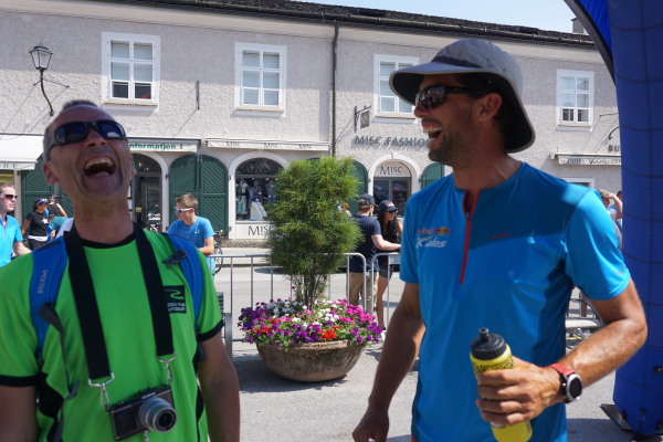 Laughs for Rene and Dave Turner pre race Salzburg