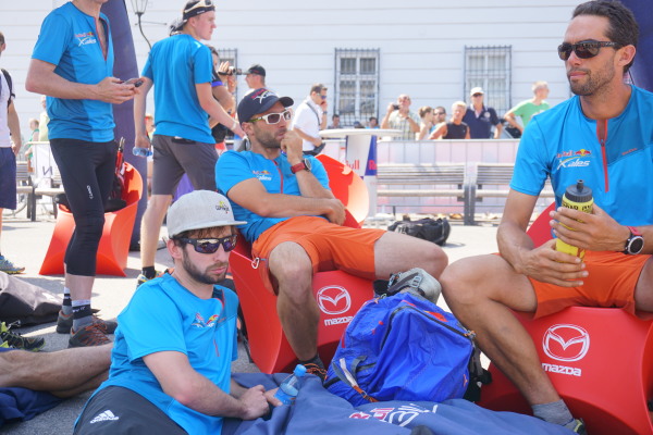 Pilots chill in shade at Red Bull pre race tend