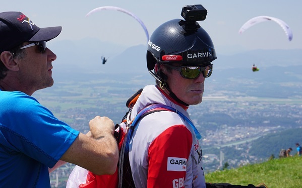 Ambience on launch as Red Bull XAlps athletes arrive at Gaisberg summit