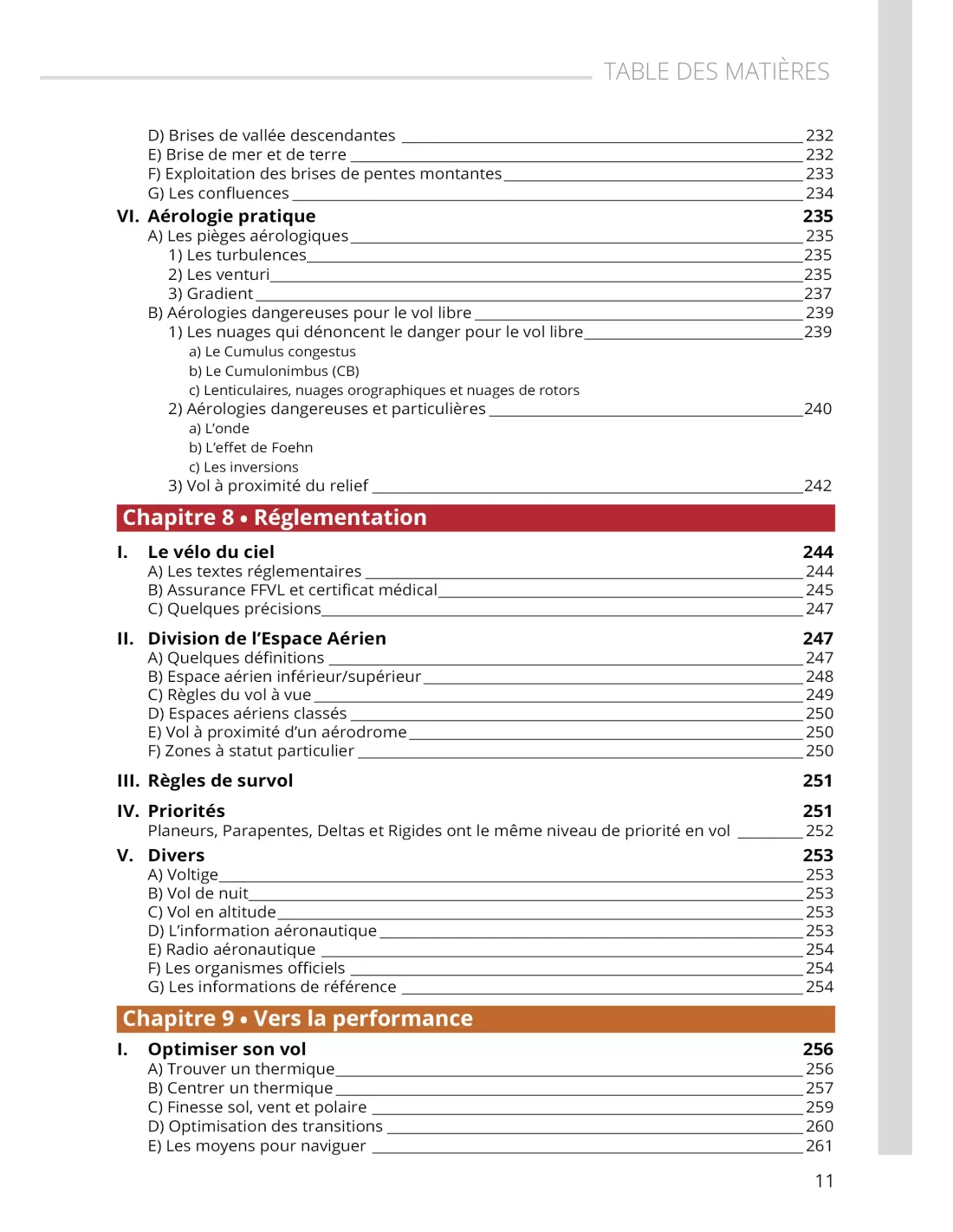 Le manuel du vol libre édition 2025 sommaire