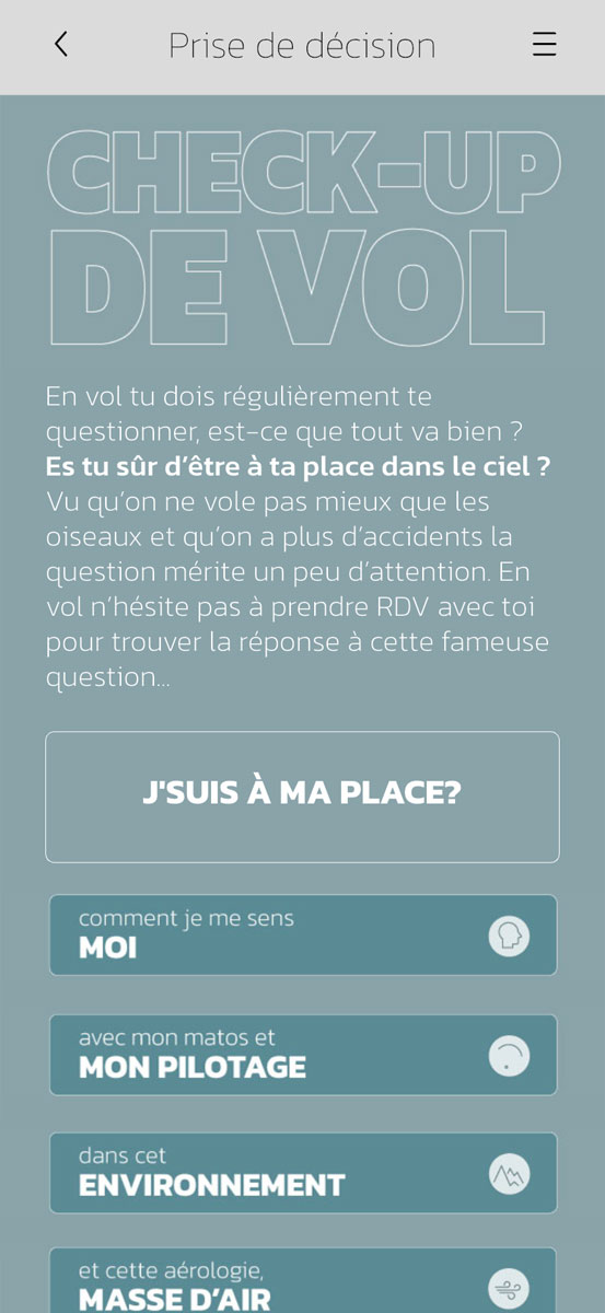 check up sur l'appli vol parapente