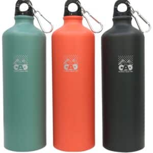 Gourde en aluminium de 0;75 litres avec fixation sur le bouchon à vis
