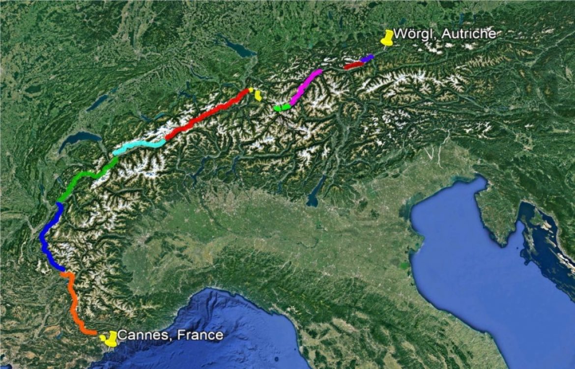 Traversée des Alpes au départ de Cannes par Antoine Fanin (1000 km)