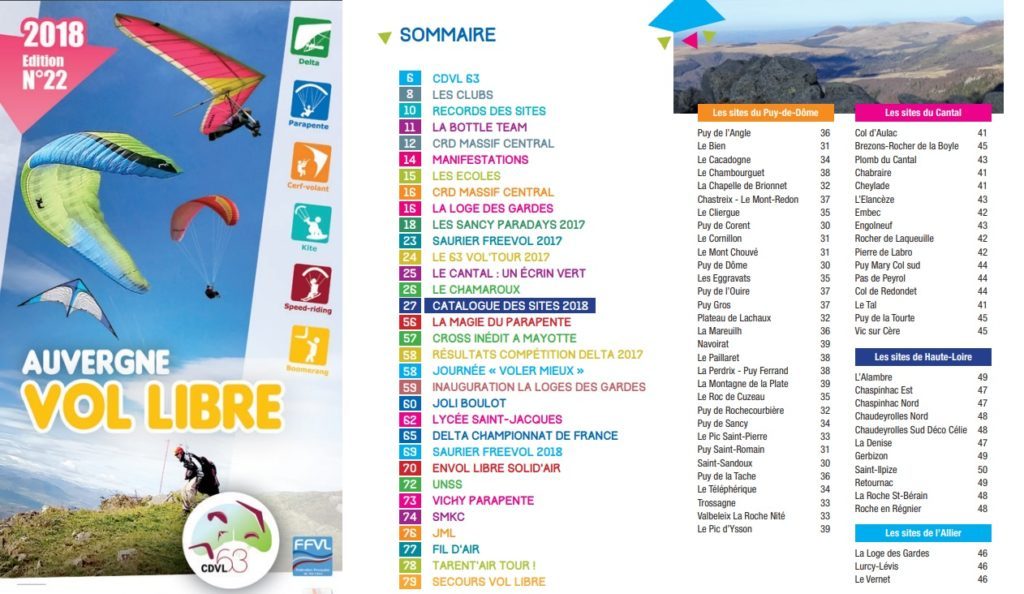 Tous les sites parapente d’Auvergne réunis dans un guide