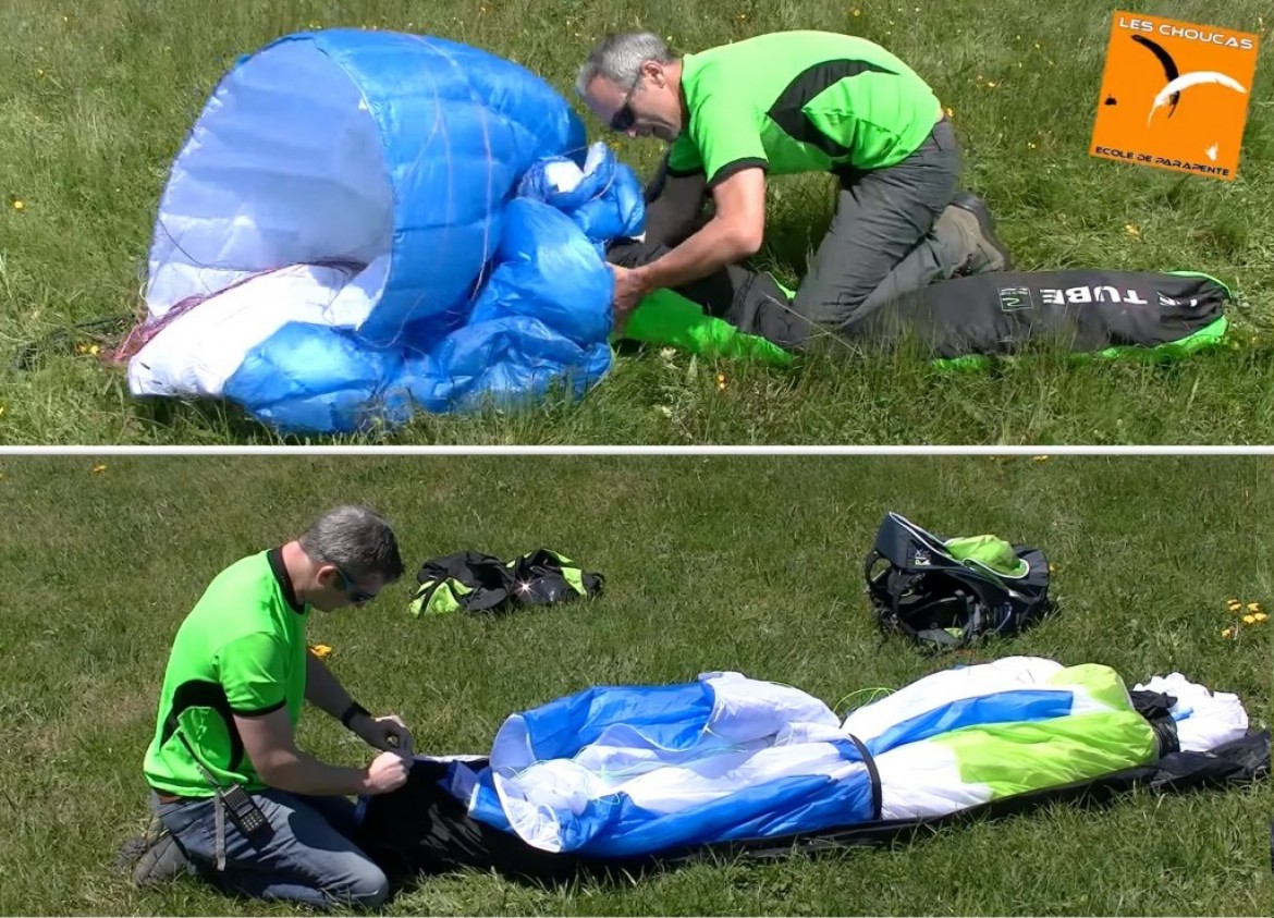 Pliage d’une aile parapente : comparatif housse et fourreau