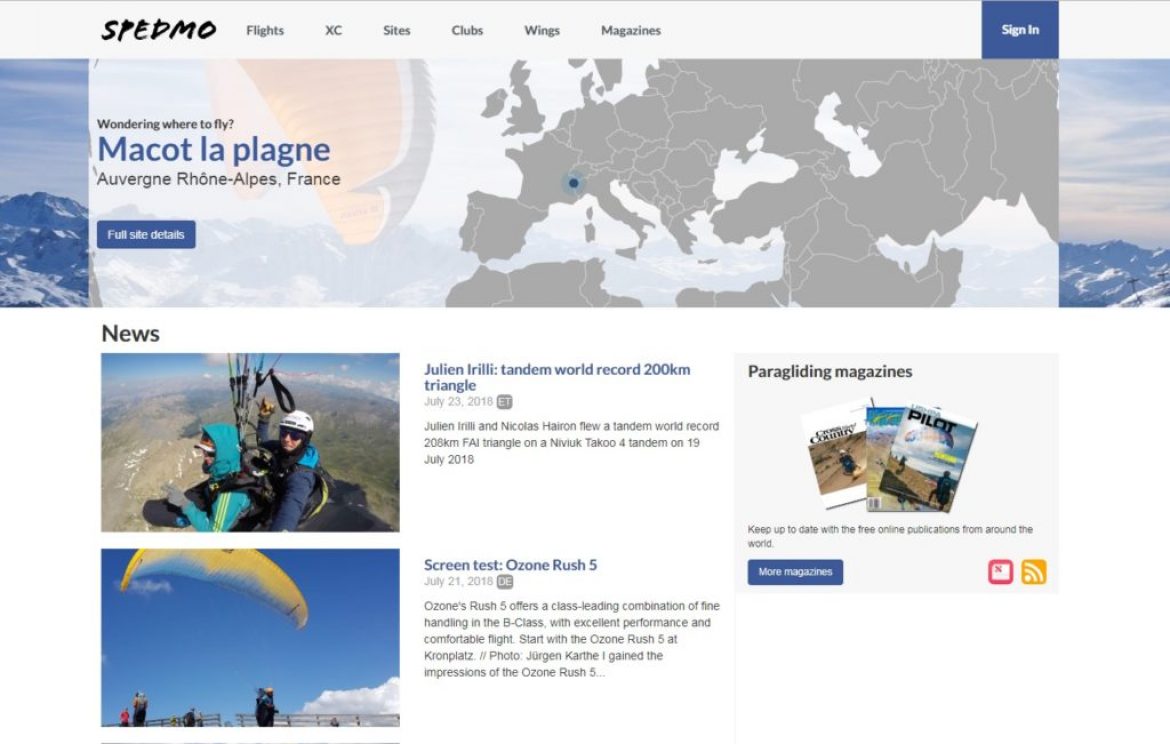 spedmo.com, portail d’infos et de services sur le parapente