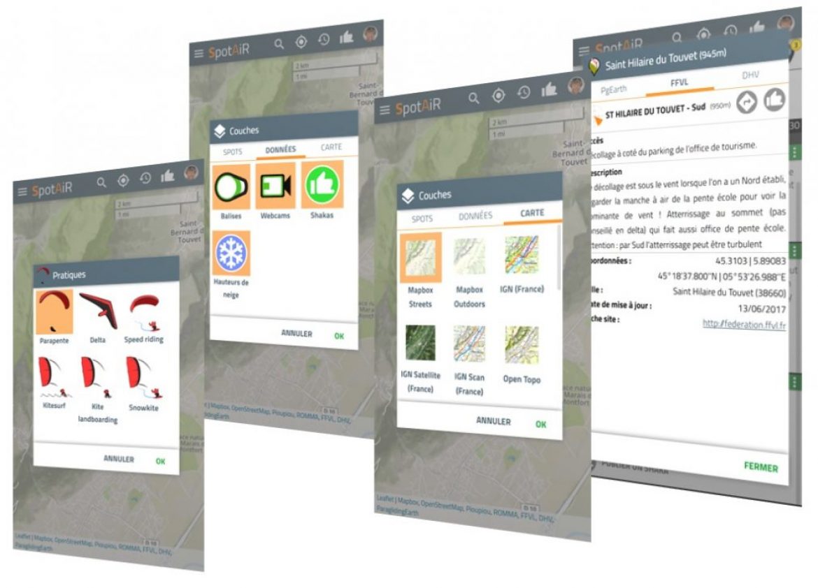 SpotAiR : application communautaire pour vol libre et sports de plein air