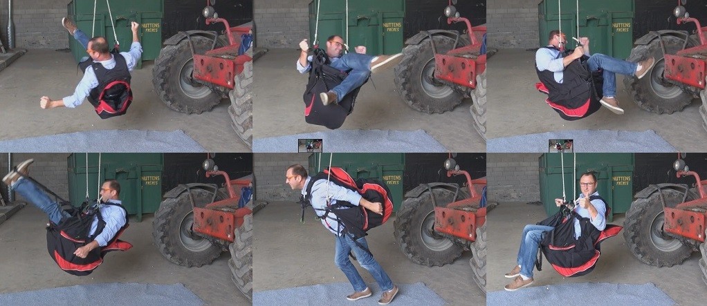 Gestuelle à coeur joie pour tester une sellette parapente
