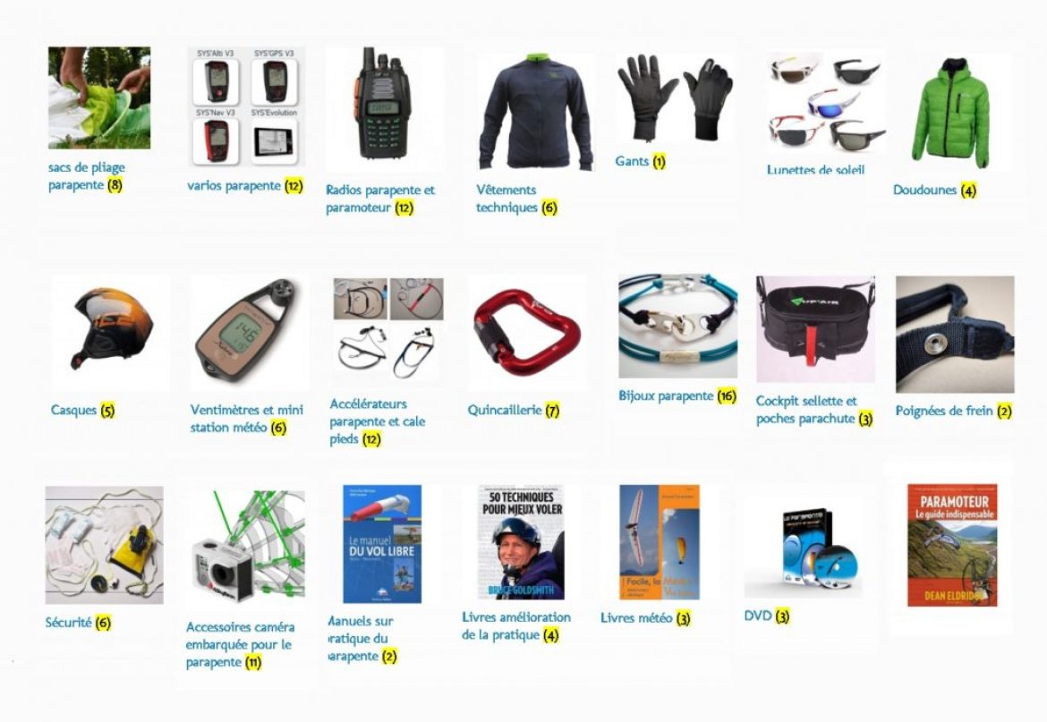 Boutique matériel parapente : tous nos produits en exclusivité